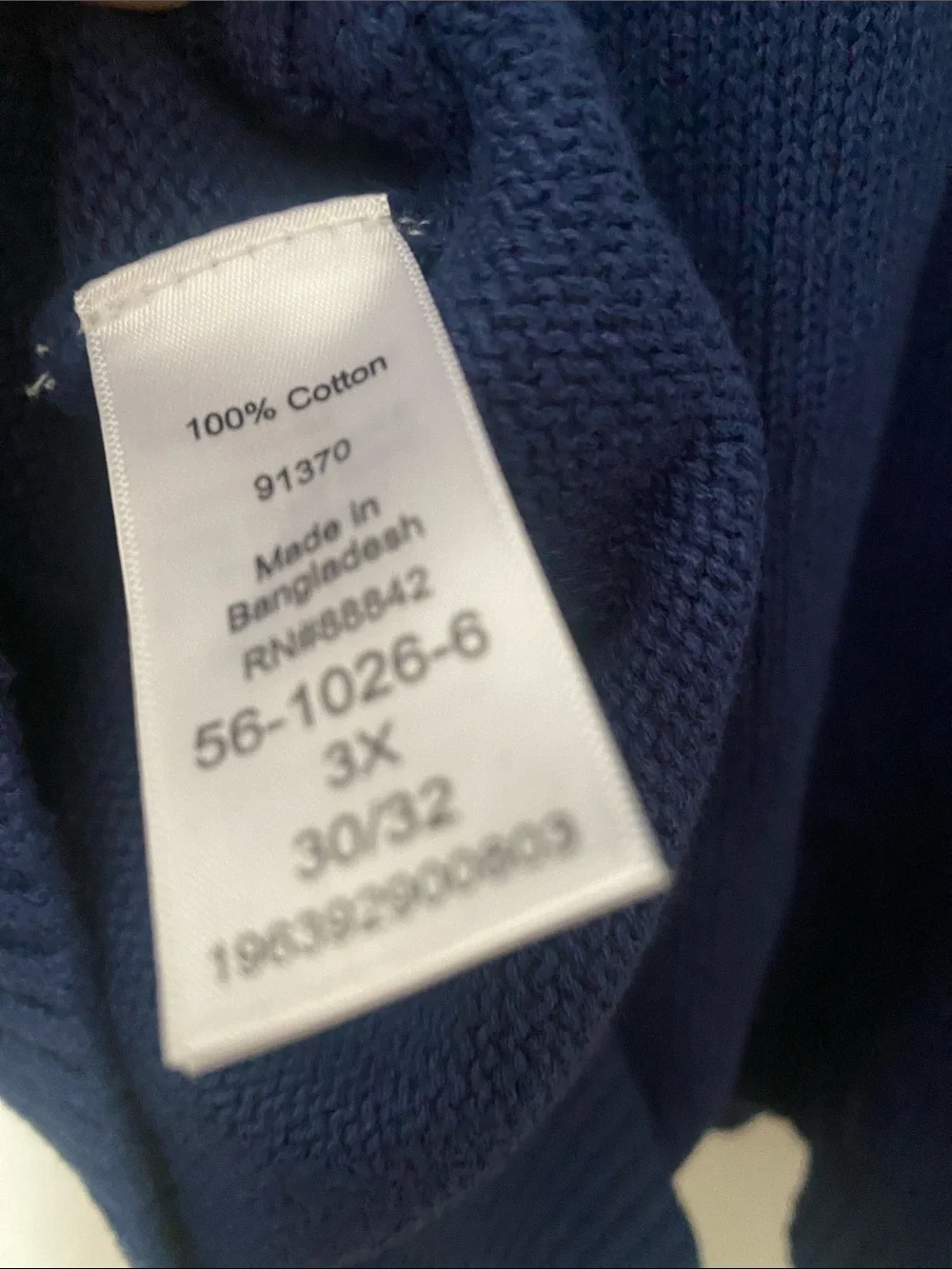 Woman Within - 100 Cotton-Navy Cable-Knit Button Front Cardigan